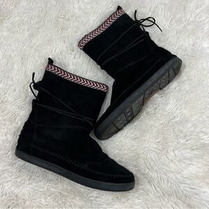 Toms Aztec Faux Fur Lining Boots Black Size 7.5